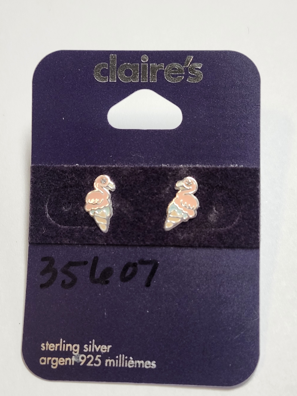 Claire's Pink Flamingo Ice Cream Cone Sterling Silver Stud Earrings